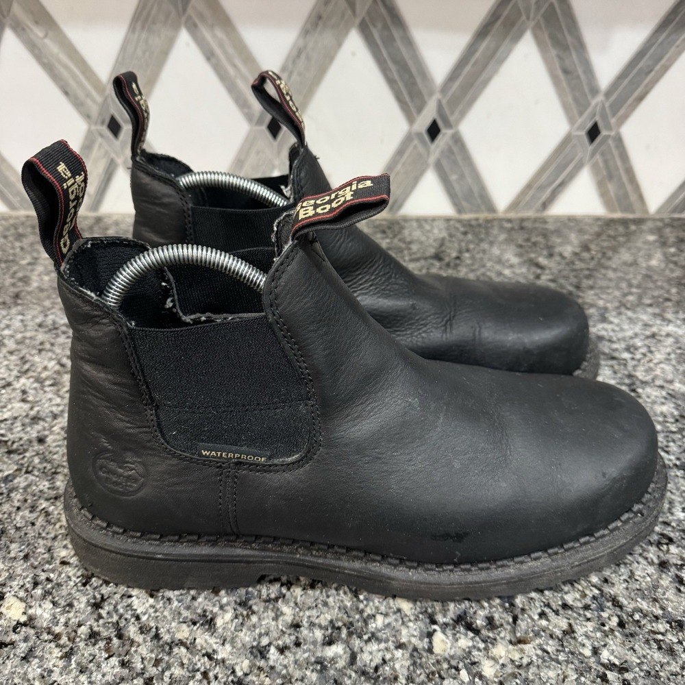 Georgia‎ Boots Mens Size 11.5 Black Giant Revamp Chelsea Waterproof Work Heavy